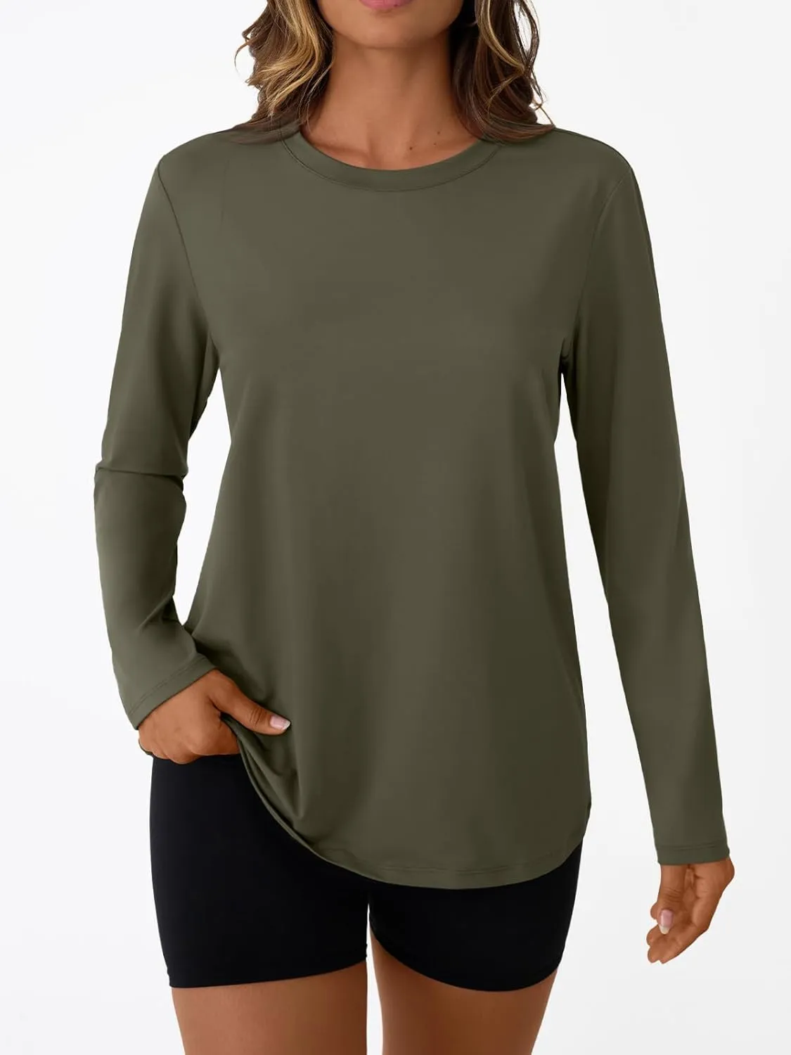 AUTOMET Women's Long Sleeve Workout Tops UPF 50  UV Rash Guard Swim Sun Shirts Hiking Tshirts Summer Clothes 2025