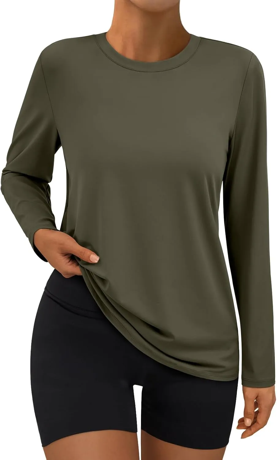 AUTOMET Women's Long Sleeve Workout Tops UPF 50  UV Rash Guard Swim Sun Shirts Hiking Tshirts Summer Clothes 2025