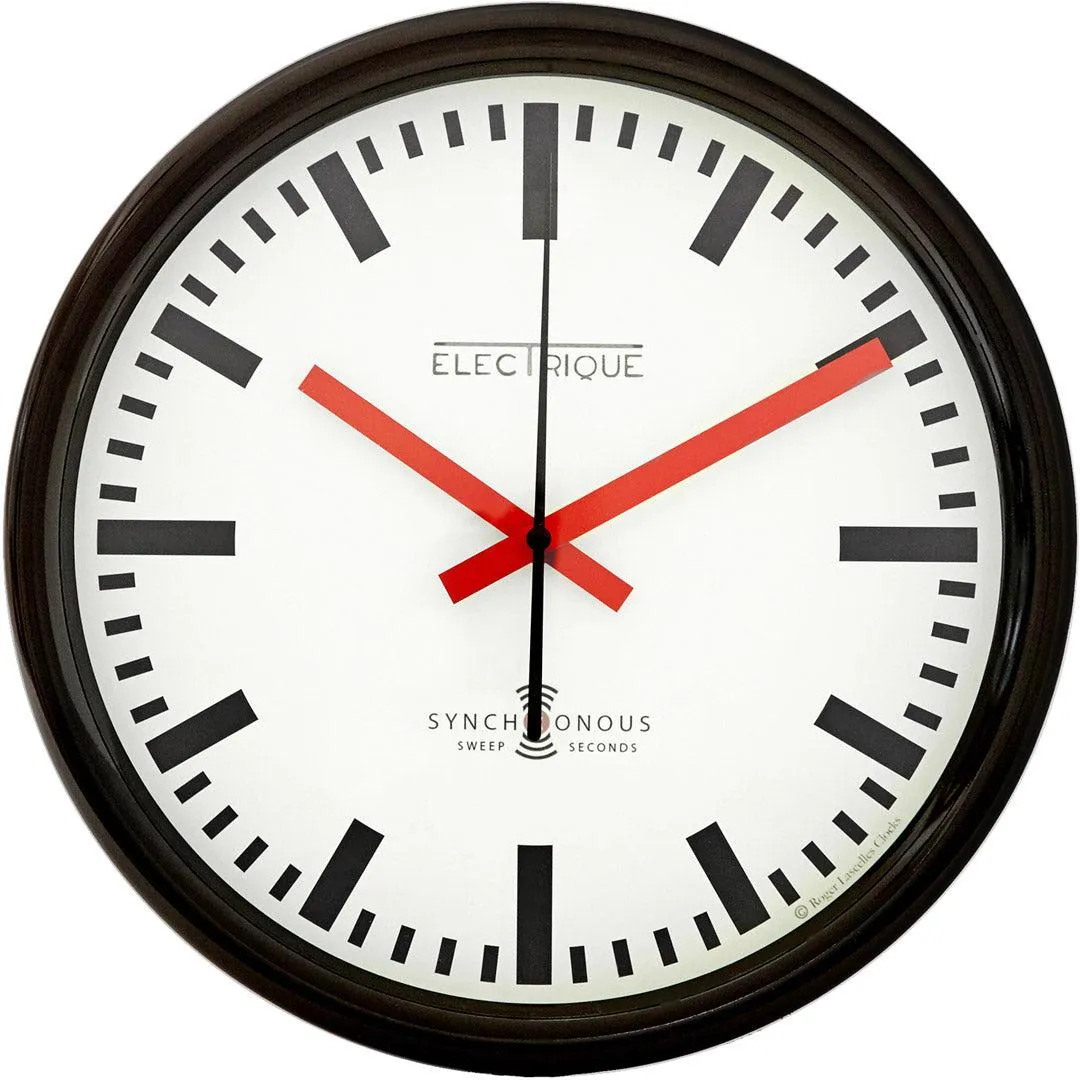 Black & Red Swiss Station Wall Clock