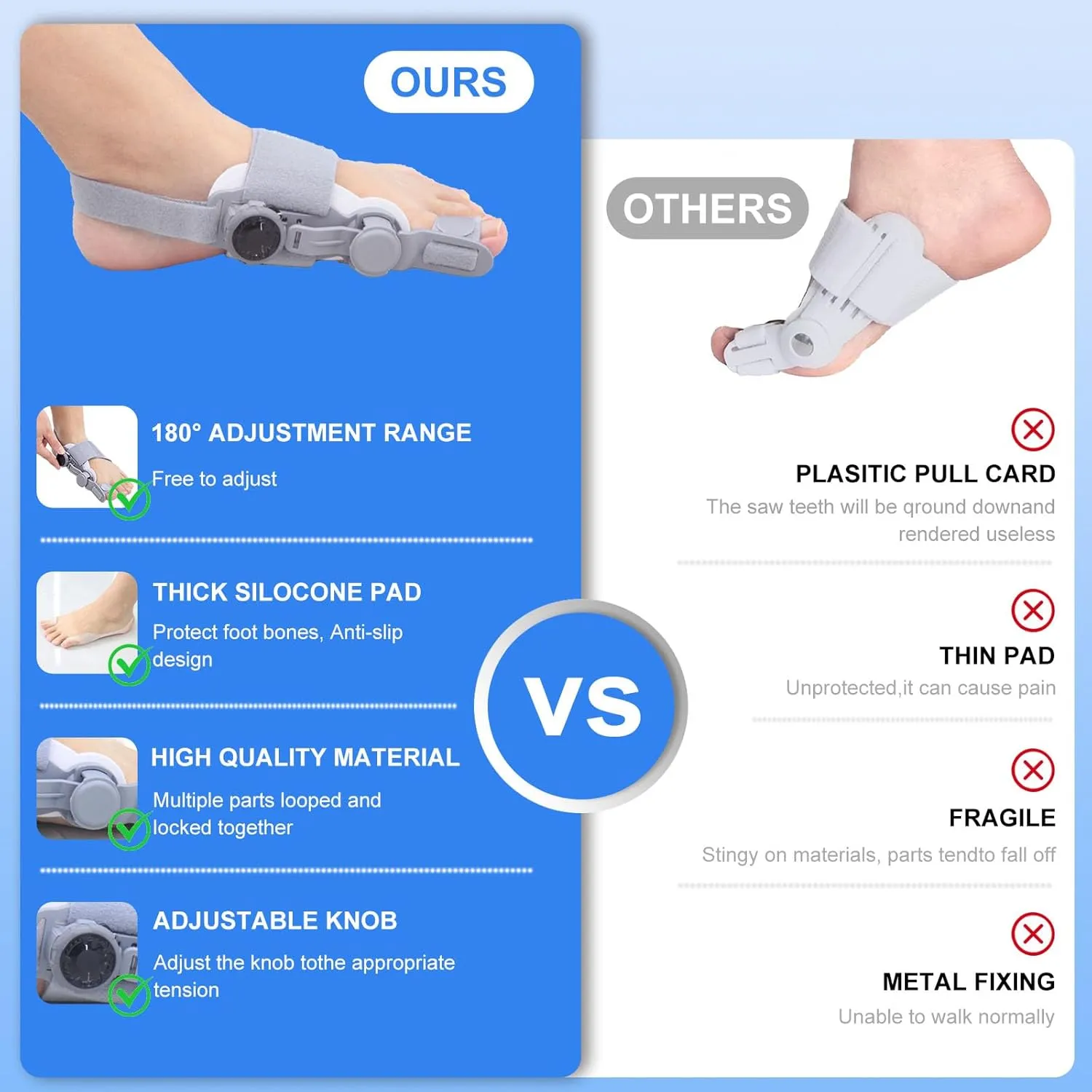 Bunion Corrector for Women & Men,Big Toe Straightener,Bunion Relief with Soft Silicone Pad,Breathable & Anti-slip,Universal Size,Suitable for Left/Right Feet,Gray,1Pack
