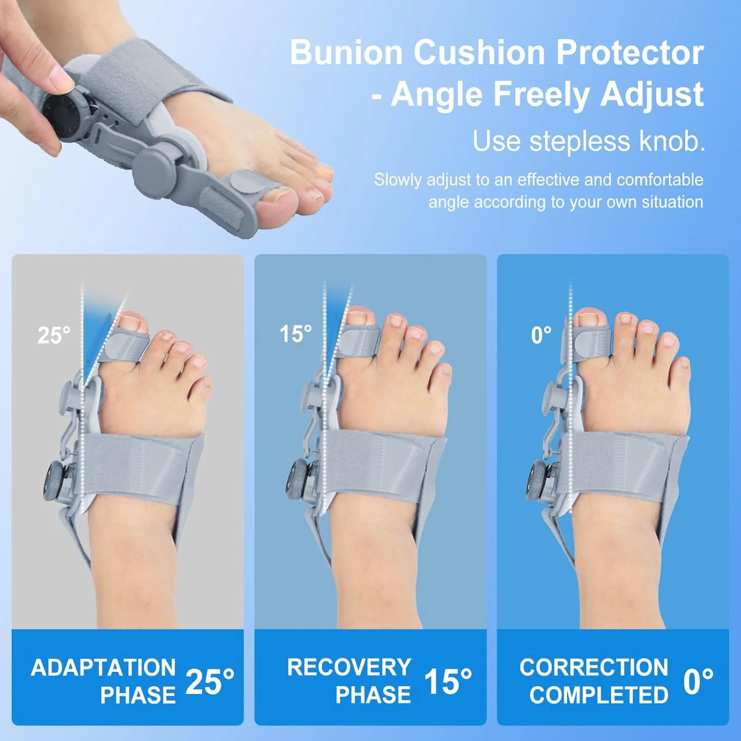 Bunion Corrector for Women & Men,Big Toe Straightener,Bunion Relief with Soft Silicone Pad,Breathable & Anti-slip,Universal Size,Suitable for Left/Right Feet,Gray,1Pack