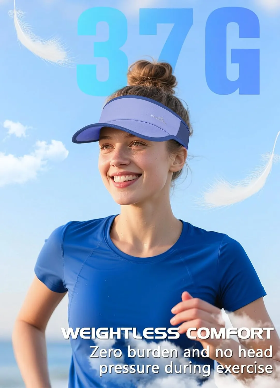 GXCROR Sports Sun Visor Hat Men Women, Lightweight Breathable Quick-Dry Visor Hat, UPF 50  Tennis Golf Running Visor