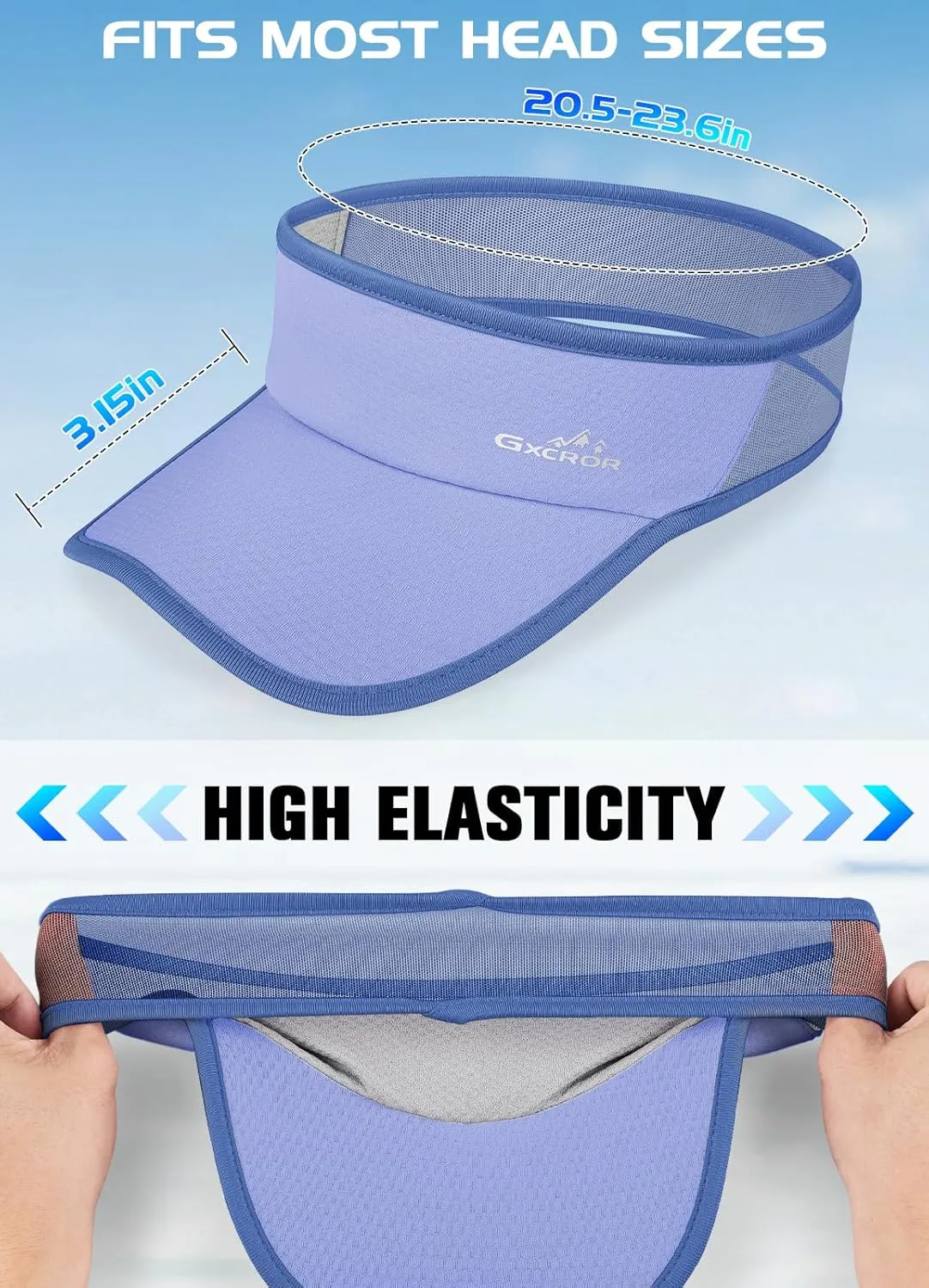 GXCROR Sports Sun Visor Hat Men Women, Lightweight Breathable Quick-Dry Visor Hat, UPF 50  Tennis Golf Running Visor
