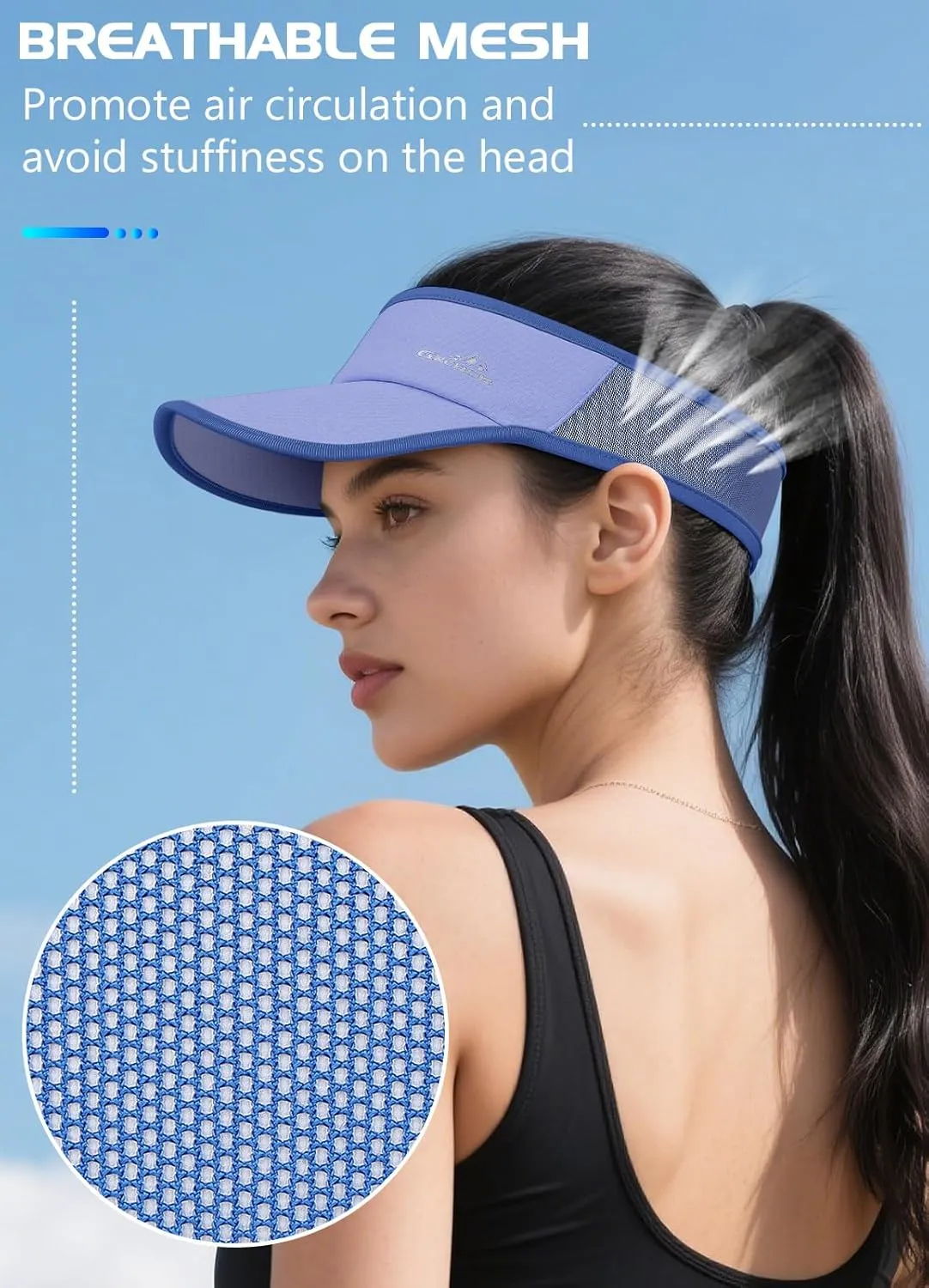 GXCROR Sports Sun Visor Hat Men Women, Lightweight Breathable Quick-Dry Visor Hat, UPF 50  Tennis Golf Running Visor