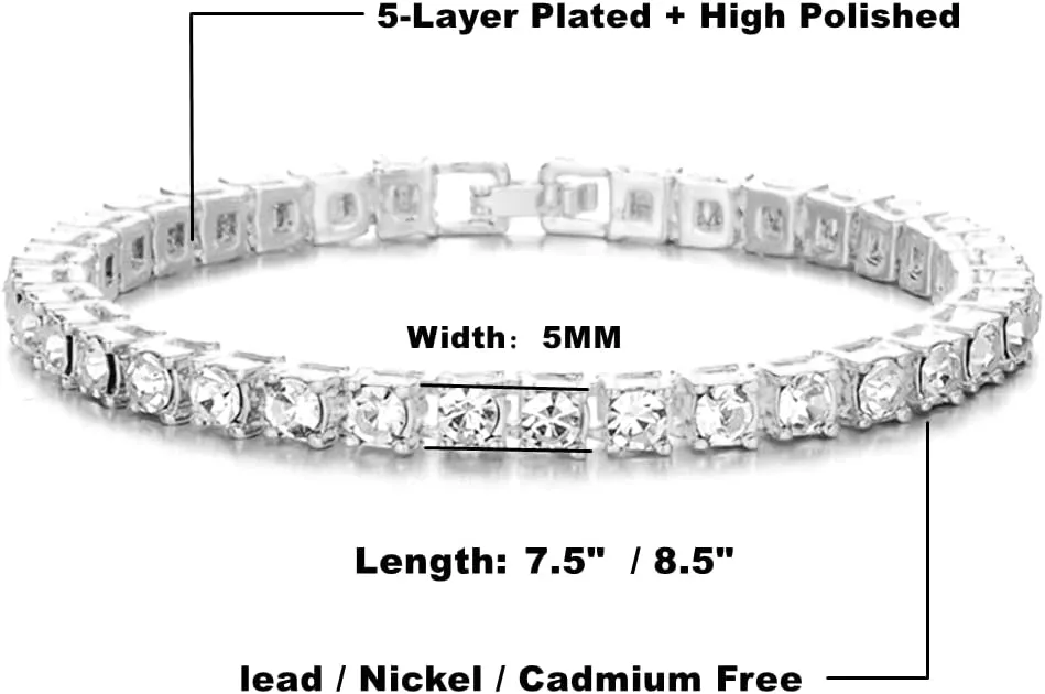 HH BLING EMPIRE 14K Gold and Silver Bracelets Diamond Tennis and Cuban Link Bracelet for Men Women Hip Hop Jewelry