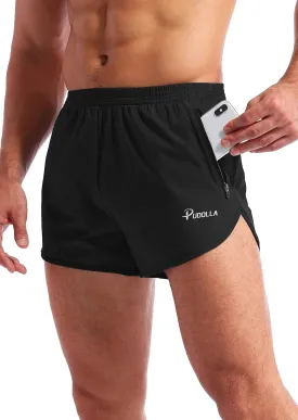 Pudolla Men??s Running Shorts 3 Inch Quick Dry Gym Athletic Workout Shorts for Men with Zipper Pockets