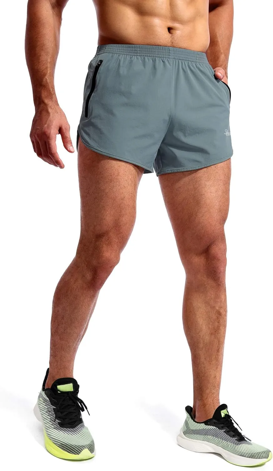Pudolla Men??s Running Shorts 3 Inch Quick Dry Gym Athletic Workout Shorts for Men with Zipper Pockets
