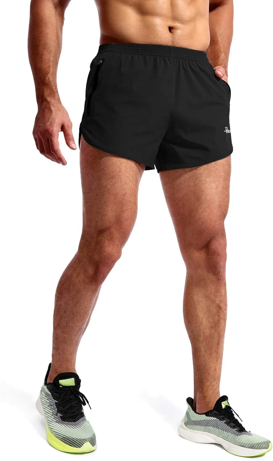 Pudolla Men??s Running Shorts 3 Inch Quick Dry Gym Athletic Workout Shorts for Men with Zipper Pockets