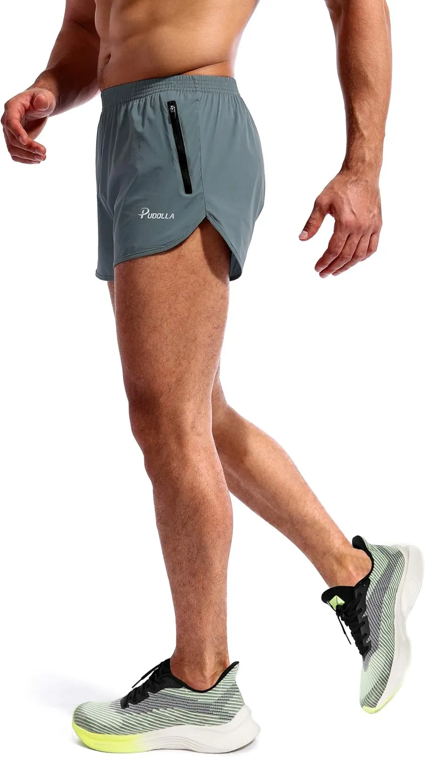 Pudolla Men??s Running Shorts 3 Inch Quick Dry Gym Athletic Workout Shorts for Men with Zipper Pockets