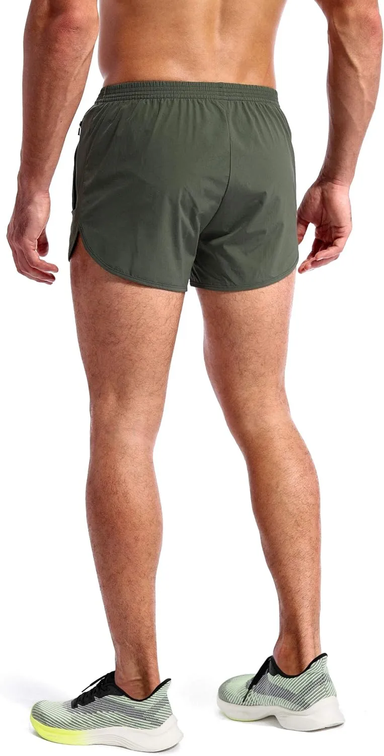 Pudolla Men??s Running Shorts 3 Inch Quick Dry Gym Athletic Workout Shorts for Men with Zipper Pockets