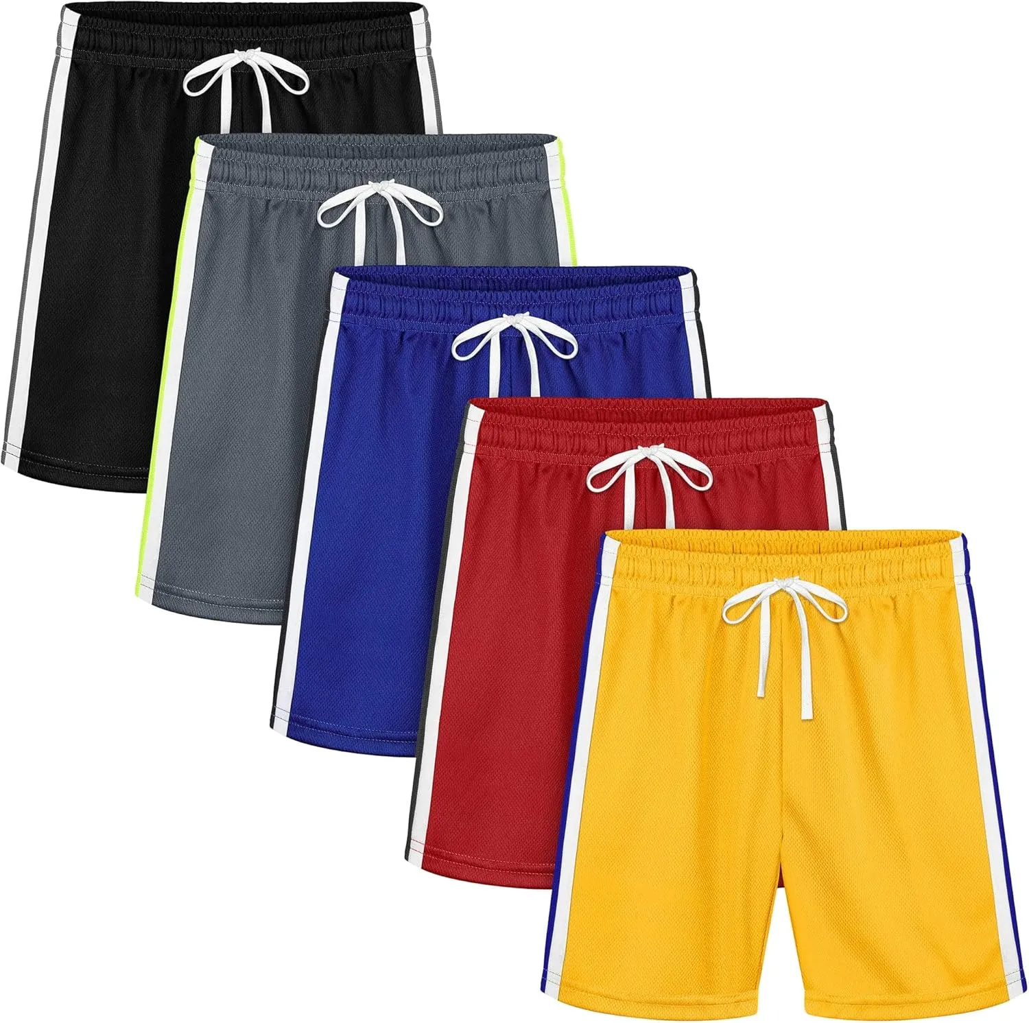 Resinta 5 Pack Toddler Boy Shorts Baby Boys Mesh Shorts Quick Dry Athletic Pull-On Clothes with Elastic Waist for Summer
