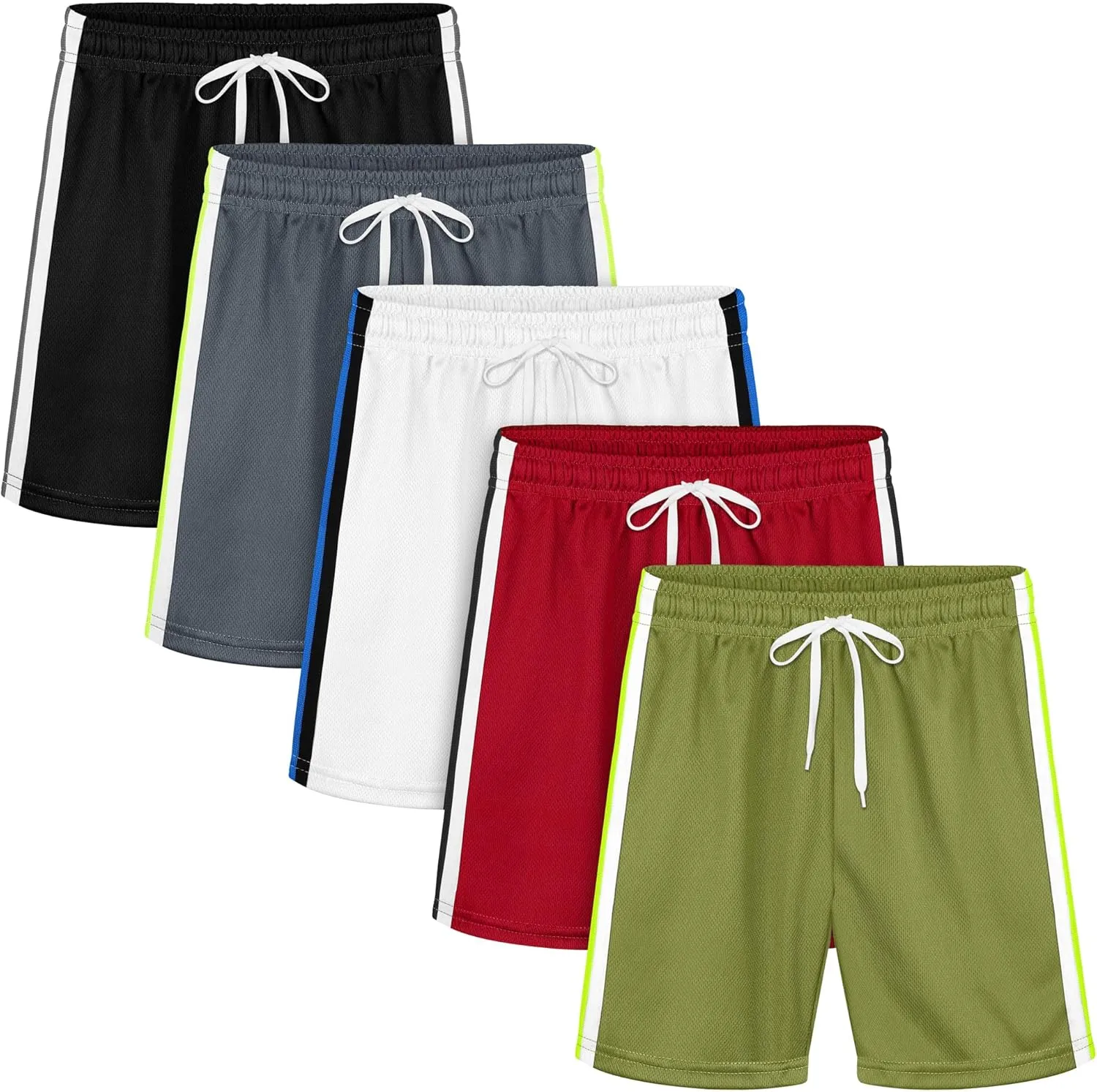 Resinta 5 Pack Toddler Boy Shorts Baby Boys Mesh Shorts Quick Dry Athletic Pull-On Clothes with Elastic Waist for Summer