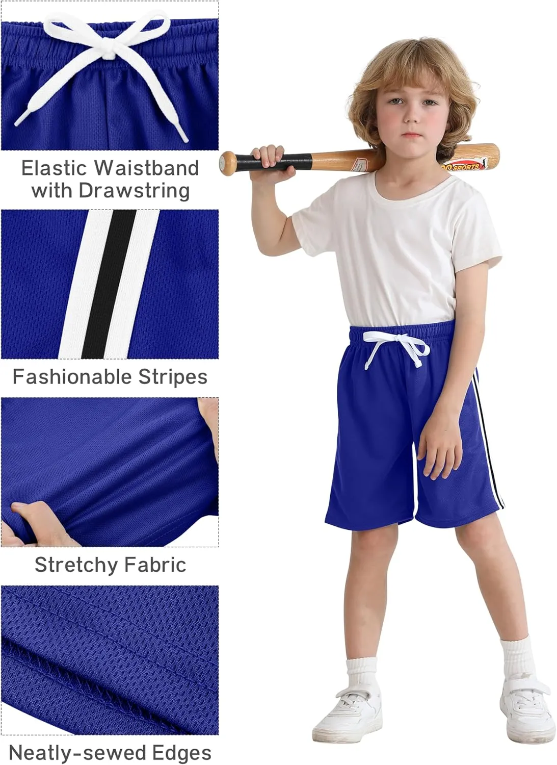 Resinta 5 Pack Toddler Boy Shorts Baby Boys Mesh Shorts Quick Dry Athletic Pull-On Clothes with Elastic Waist for Summer