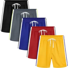 Resinta 5 Pack Toddler Boy Shorts Baby Boys Mesh Shorts Quick Dry Athletic Pull-On Clothes with Elastic Waist for Summer
