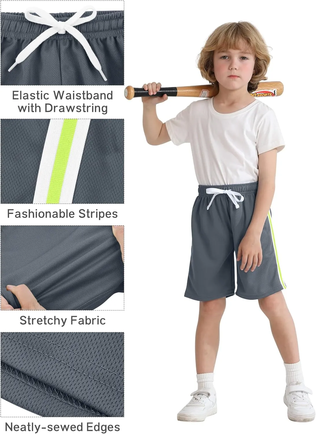 Resinta 5 Pack Toddler Boy Shorts Baby Boys Mesh Shorts Quick Dry Athletic Pull-On Clothes with Elastic Waist for Summer