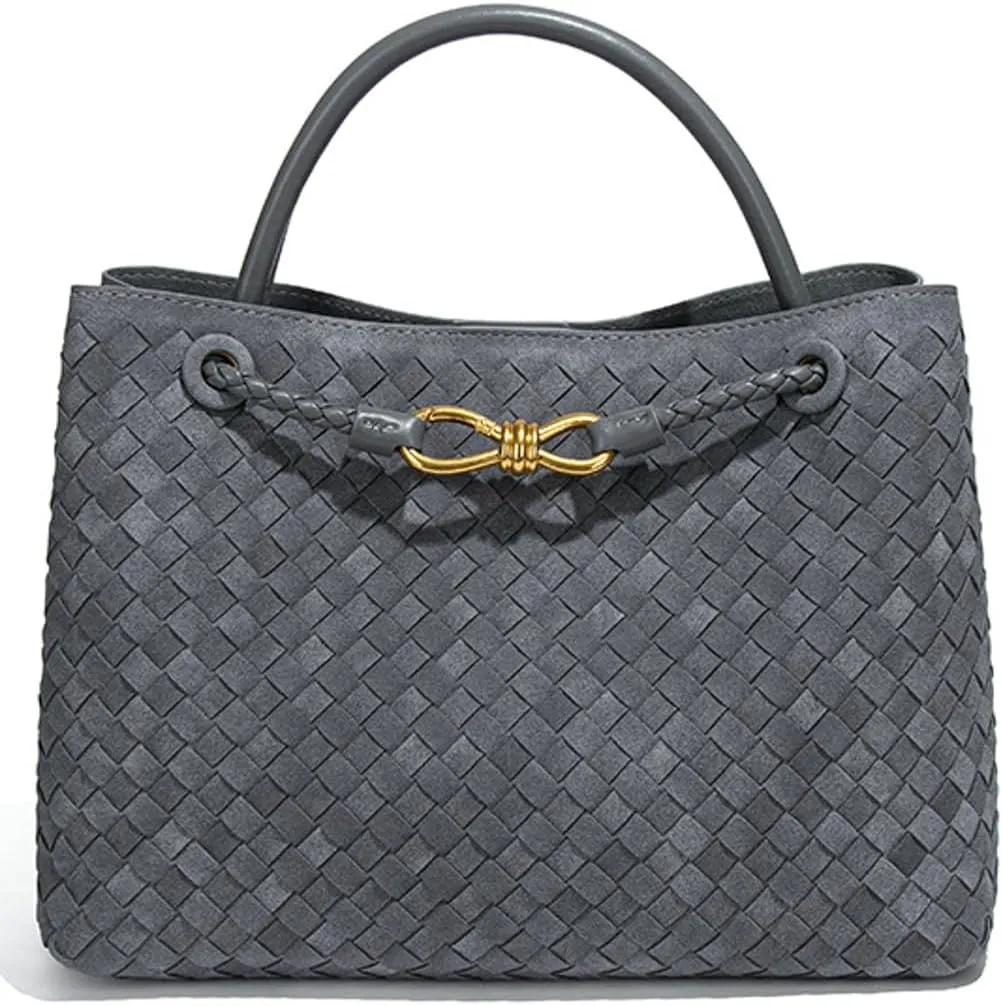 Suede Woven Tote Bag for Women PU Leather Hobo Bags Casual Crossbody Purse Shoulder Satchel Bag Top Handle Tote Handbag