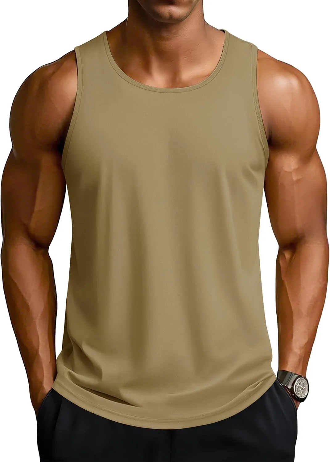 TACVASEN Men's Workout Tank Tops Sleeveless UPF 50  Summer Sun Shirts Quick Dry for Running Swim Gym Beach