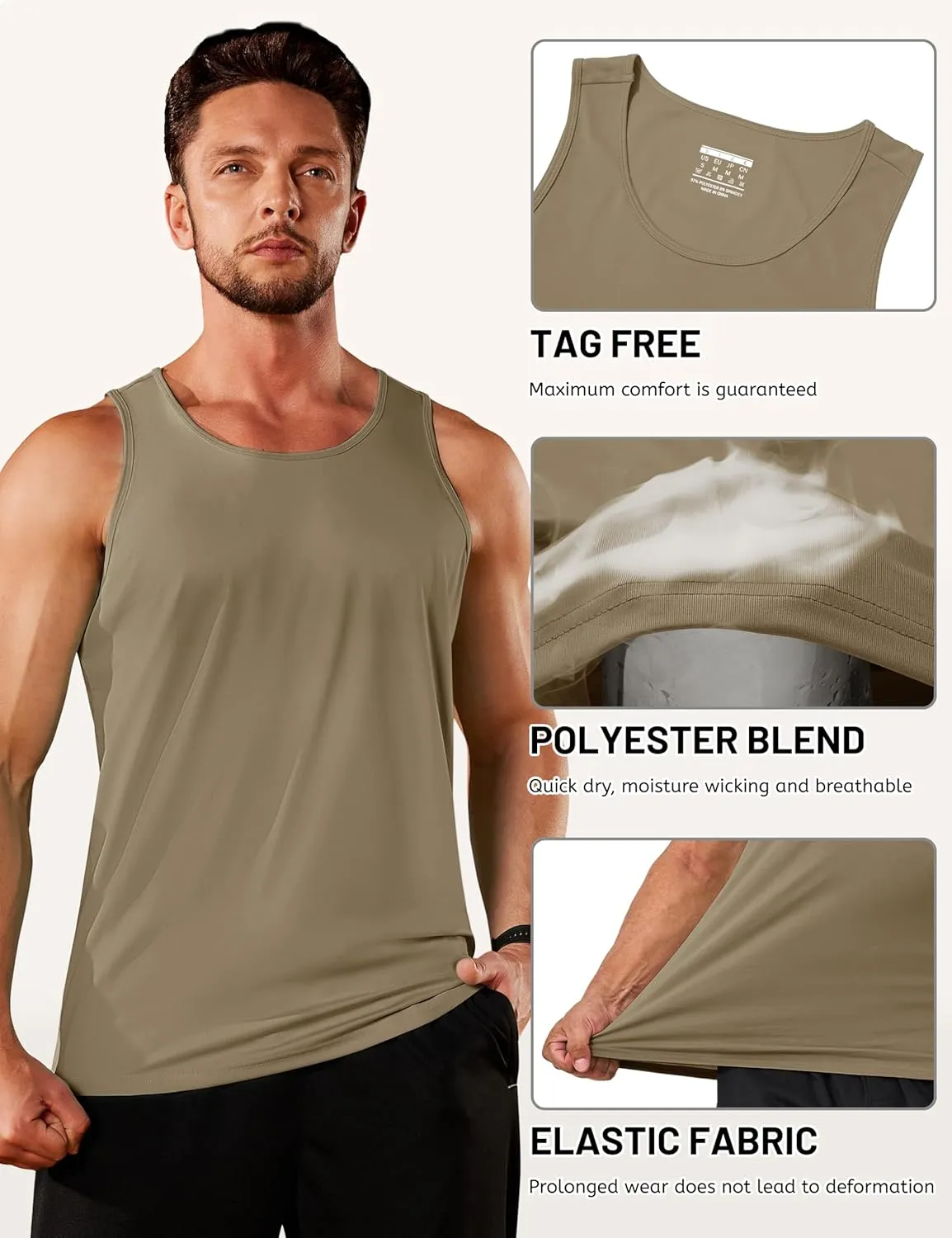 TACVASEN Men's Workout Tank Tops Sleeveless UPF 50  Summer Sun Shirts Quick Dry for Running Swim Gym Beach